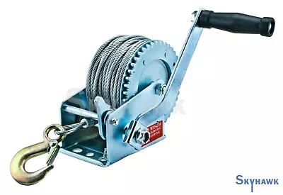 1200lb Boat Winch W/ 65ft Steel Cable Gear Ratio 4:1 Hand Crank Towing RV ATV • $31.99