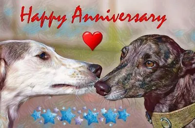£2.74 • Buy Happy Anniversary Greyhound Whippet Card A5 Wife Husband Blank Greeting Love UK
