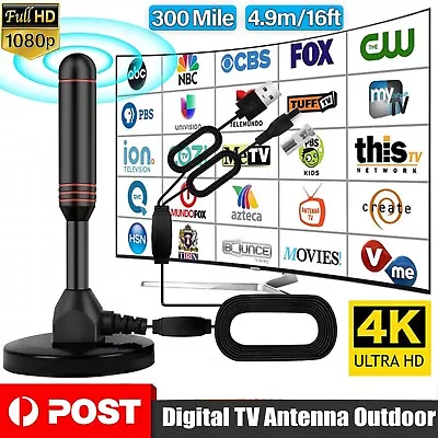 Portable In/Outdoor TV Antenna Digital 300 Mile Range Freeview Aerial Ariel HDTV • $15.69