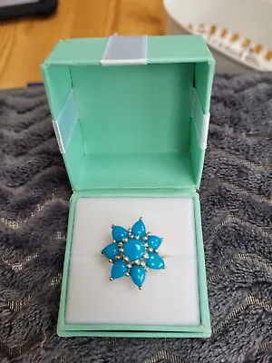 QVC  Turquoise Flower Ring Size L 925 Silver! • £20