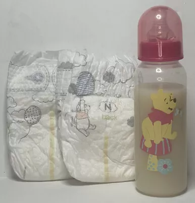 £7.78 • Buy 8 Oz Winnie The Pooh Reborn Baby Bottle With Fake Formula Milk, Pink & 2 Diapers