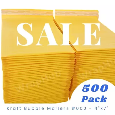 500  #000 Kraft Bubble Mailer 4''x7'' Padded Envelopes Shipping Bags • $29.66