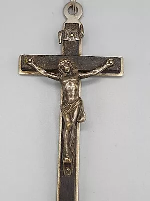 4  Vintage Crucifix INRI Jesus Christ  Pectoral  Cross Ebony Wood Prayer  • $25