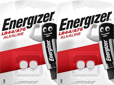 4 X ENERGIZER LR44 / A76 1.5V Alkaline Coin Cell Batteries V13GA PX76A Long Exp • £3.55