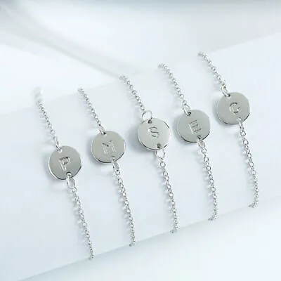 Personalized Bracelet Silver Chain Adjustable Initial Bridesmaid 26 Letter Gift • £3.29