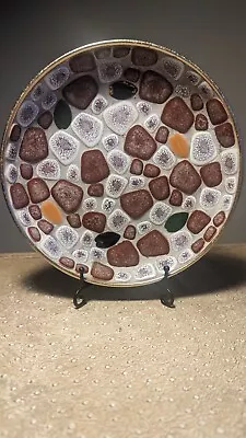Vintage Mid Century Art Mosaic Pebble White Tile Dish Plate Plate 7.5  • $25