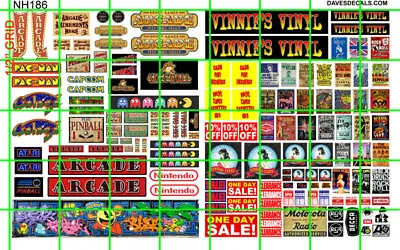 Nh186 Dave's Decals N Scale Arcade Store Signs Record Store And Assorted Signage • $4.94