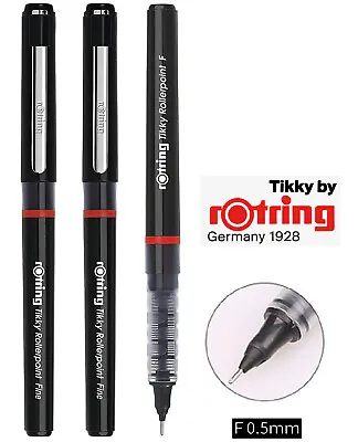 £4.99 • Buy 3 X ROtring Tikky Rollerpoint Ballpoint Pens Black Ink Fine Nib 0.5mm 