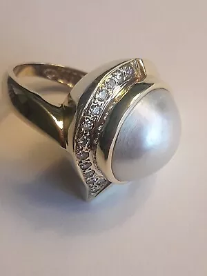 14k Y/G Mabe Pearl &  0.13ct. Diamond Ring • $595