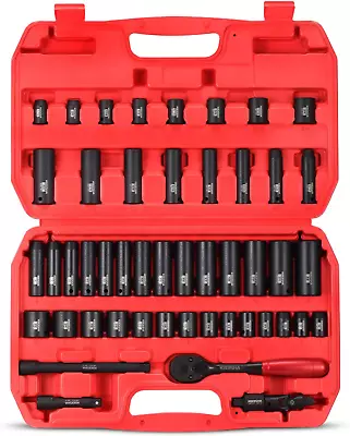 3/8  Drive Impact Socket Set49-Piece 6 Point Socket Set Standard SAE And Metric • $61.79