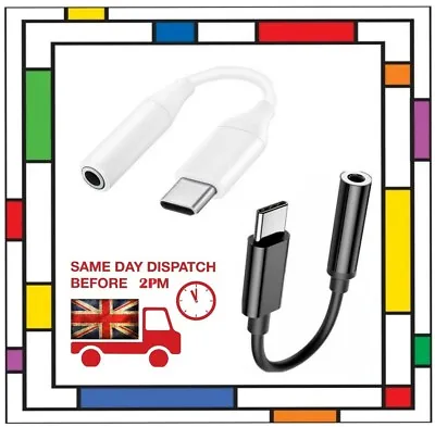 TYPE C TO 3.5mm CABLE ADAPTER JACK AUDIO HEADPHONE For SAMSUNG S20 S21 S22 + 5G • £3.95