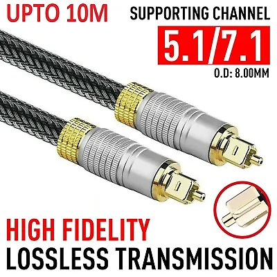 Ultra Premium Toslink Optical Cable Fibre Cable Gold Plated Digital Audio Cable • $24.99