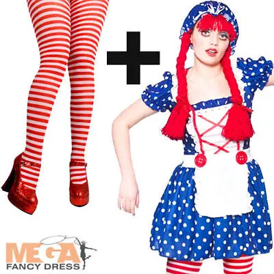 Cute Rag Doll + Tights Ladies Fancy Dress Dolly Womens Book Adults Costume New • £12.99