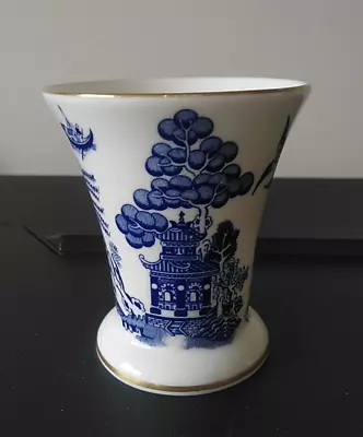 Small Coalport Bone China Willow Trumpet Vase - 8 Cm Tall • £8.99