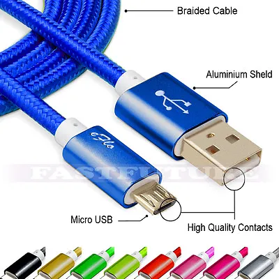 Micro USB Data Sync Charger Cable Cord Braided 1ft/ 3ft/ 6ft/ 10f/ 15ft Lot • $6