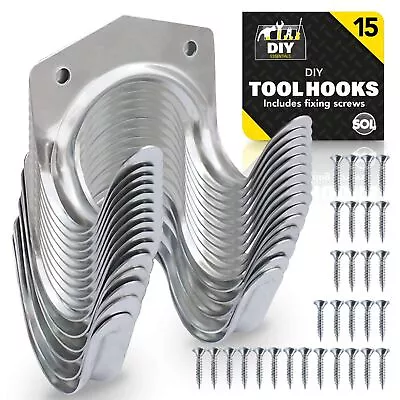 30-45 Tool Hooks & Screws | Garage Garden Shed Wall Bike Hanging Storage Utility • £11.99