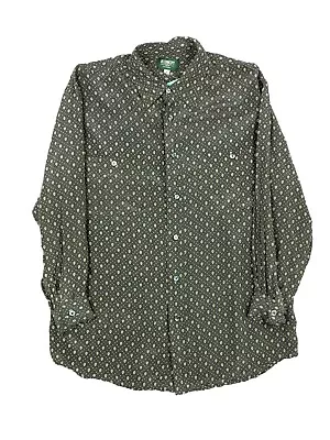 Vintage Men's Dark Green Polka Dot Print Silk Shirt – MEDIUM - MVPS142 • £16.99