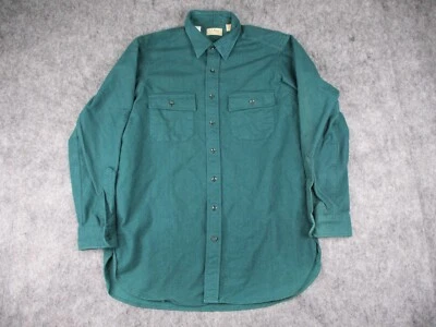 $17.97 • Buy Vintage LL Bean Shirt Mens Size 16 1/2 Tall Green Flannel Chamois Cloth USA Made