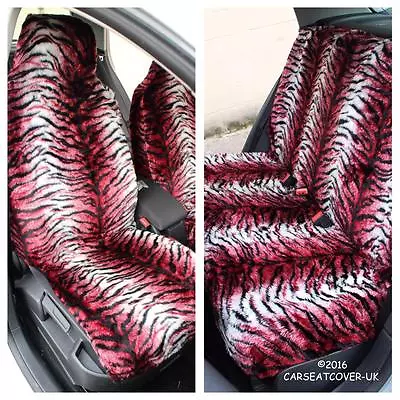 Mazda 626  - Red Tiger Faux Fur Furry Car Seat Covers - Full Set • $101.02