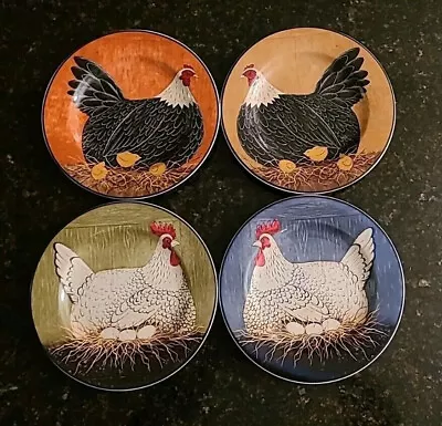 SET OF 4 Sakura Oneida HENNY & PENNY 8 1/8  Salad Plates Warren Kimble. Hens • $18