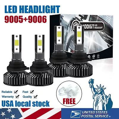 LED Headlight Bulbs Conversion Kit High/Low Beam Fog Light 9005 9006 6000K White • $14.88