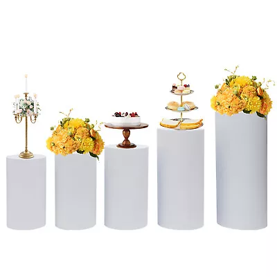 5pcs Cylinder Pedestal Art Decor Stand For Wedding Cake Display Pillars Plinths • $256.50