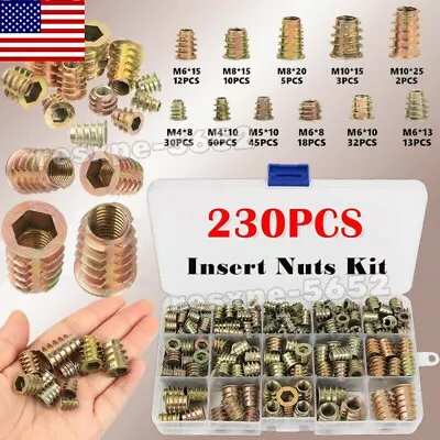 230Pcs THREADED HEX DRIVE INSERT FIXING WOOD SCREW INSERTS NUTS M4/M5/M6M8/M10 • $14.95