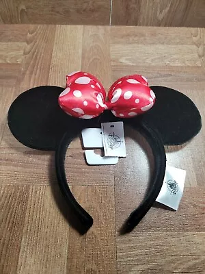 Disney Minnie Mouse Satin Polka Dot Bow Ear Headband • $14.96