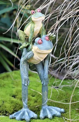 £9.95 • Buy Garden Ornaments Frog Long Legged Leap Frog Figurine Parent & Baby Garden Statue