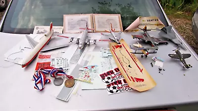 Vintage Model Airplane Kit Jet Navy Air Force Capito Airlines Medal Toy Lot • $110