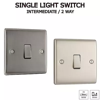 Metal Single Light Switch 2 Way / Intermediate Wall Switch 20A 16AX 1Gang Screws • £5.75