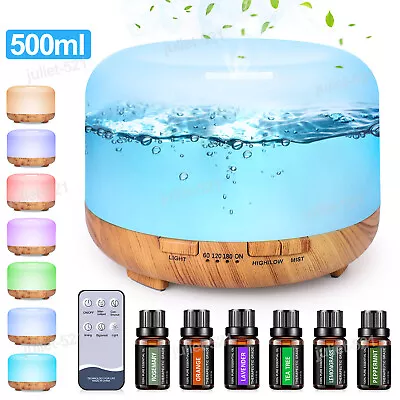 500ml Essential Aroma Oil Diffusers With 5 Oils Gift SetUltrasonic Humidifier • $27.99