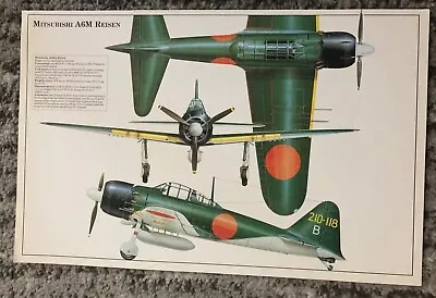 Model Toy Airplane Poster Specs Vintage Original Mitsubishi A6M Reisen Sign 1980 • $23.82