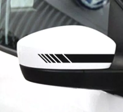 BLACK 2Pcs Auto Car Sticker Non Fading Colour Stripe Car Decal Mirror Racing • £2
