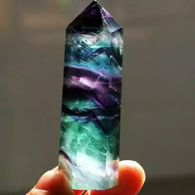 100% Natural Rainbow Fluorite Quartz-Crystal-Wand Point Healing-Stone 50-60MM UK • £4.15
