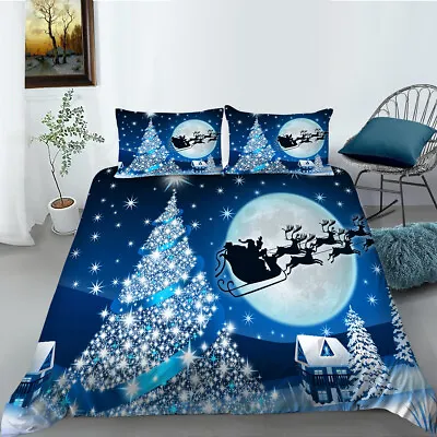 £32.39 • Buy Merry Christmas Bedding Set, Christmas Tree Duvet Cover For Girls Boys Children