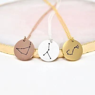 Zodiac Constellation Necklace Stainless Steel Astrology Birthday Necklace • $23.99