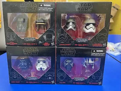 Star Wars The Black Series Titanium Helmets Lot Of 4 Vader Stormtrooper • £58.38