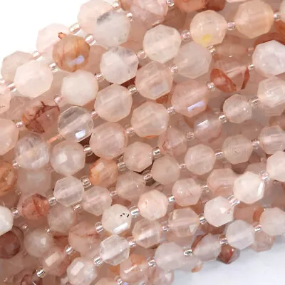 Natural Pink Crystal Quartz Prism Double Point Cut Faceted Beads 15.5  8mm 10mm • $9.99