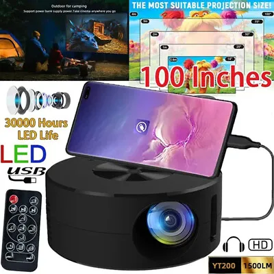 $56.03 • Buy Mini Projector 1080P HD Home Theater Cinema Portable Projector Fr Android IPhone