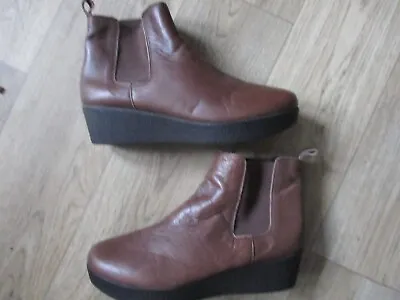 Womens Marta Jonsson Size 6(39) Brown Leather  Wedge Ankle Boots Bnnb • £20.99