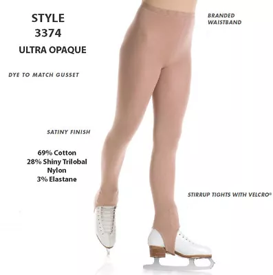 New Mondor 3374 Opaque Stirrup Ice Skating Tights - Child & Adult Sizes • £17