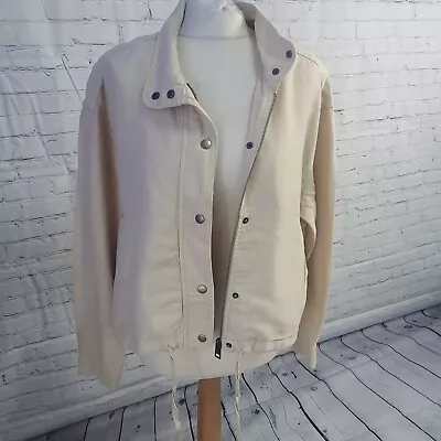 Marks And Spencers Cream Zip Up Jacket Womens Size 12 Lyocell Linen Blend (FC22) • £13.99