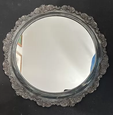 Wallace Baroque #700 Round Wall Mirror / Plateau Tray Silverplate 16.5  Diameter • $189.99