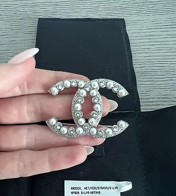 Chanel Paris Authentic Pearl Silver Brooch Brand New • $980