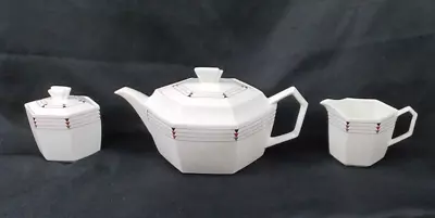 MIKASA Staccato Tea Pot  Creamer Sugar Bowl Bone China Japan RARE!! A2003 • $49.99
