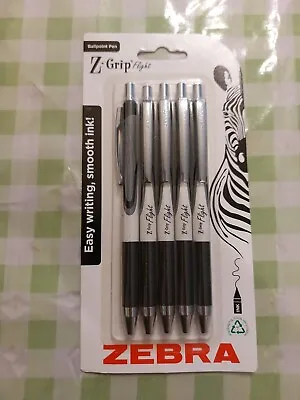 Zebra Z-Grip Flight Medium Nib Black 5 Pack NEW • £7.49