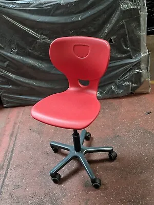 Red Plastic Wipe Clean Plastic Swivel Chair Gas Height Adjustment (12 Available) • £19.95
