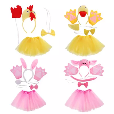 Child Animal Costume Set Ears Tail Bow Tie Glove Skirt Cosplay Party Fancy Dress • £14.70