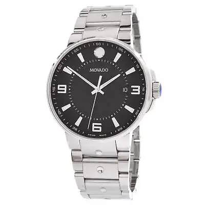 Movado Men's SE Pilot Watch Quartz Black Dial Stainless Steel Bracelet 0607412 • $483